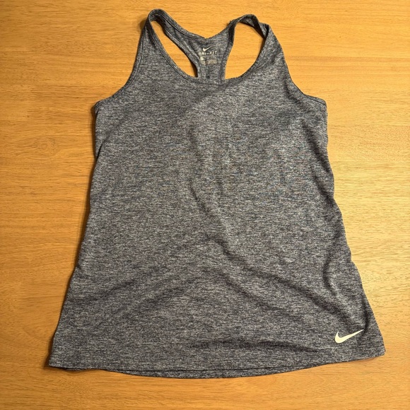 Nike Women's Heathered Gray Blue Racerback Tank Top - Picture 1 of 6